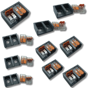 Zestaw 10 uchwytów na 2 złączki WAGO 221-412 + 20 złączek WAGO