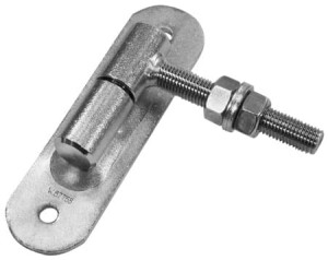 Zawias regulowany toczony Fi24 z kulką M12 z szyldem 150x40x4 mm