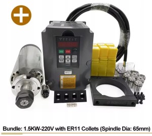Zestaw 1.5KW Wrzeciono Chłodzone Powietrzem 220V ER11 Średnica 65mm CNC
