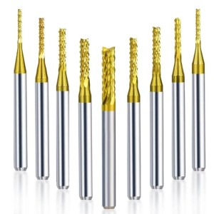 Zestaw: Frezy do PCB z powłoką tytanową 1,5 - 3,175 mm - trzpień 3,175 mm - 10 szt.