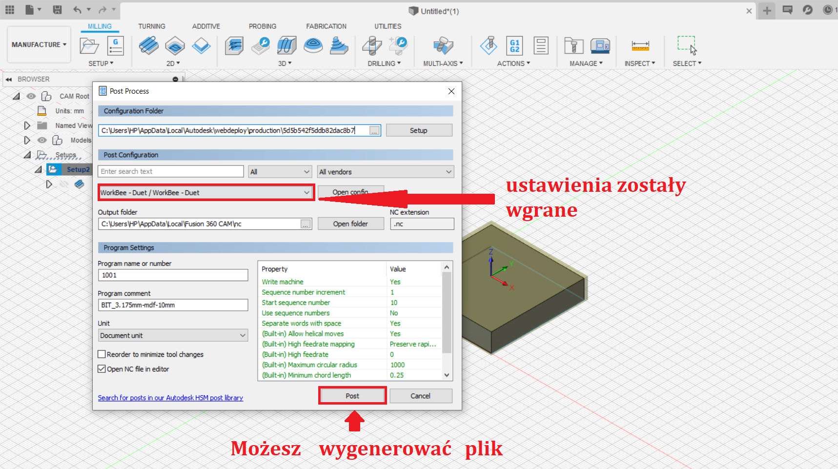 Jak dodać Post Processor CNC dla Fusion 360